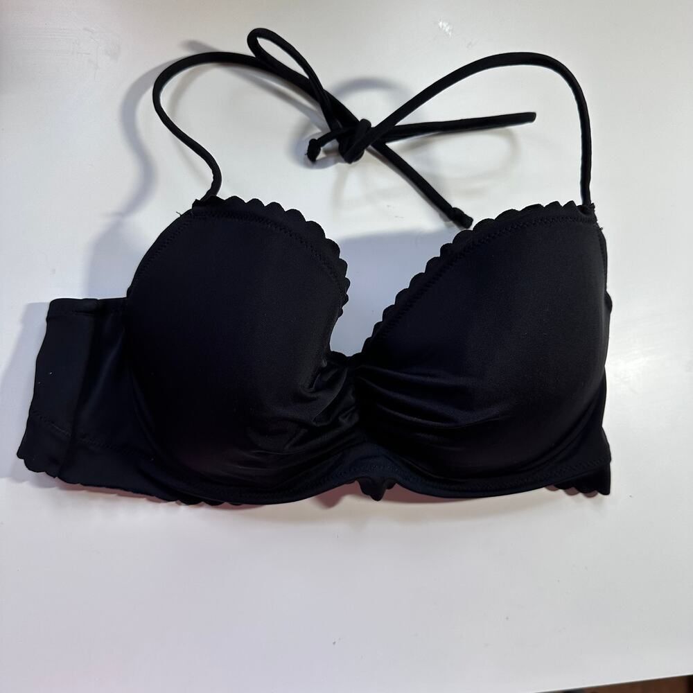 Victoria Secret Zuma Getaway Demi Halter Bikini Swim Top Size 32C Black